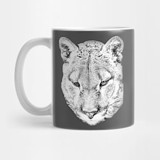 Cougar head converted to a drawing Mug